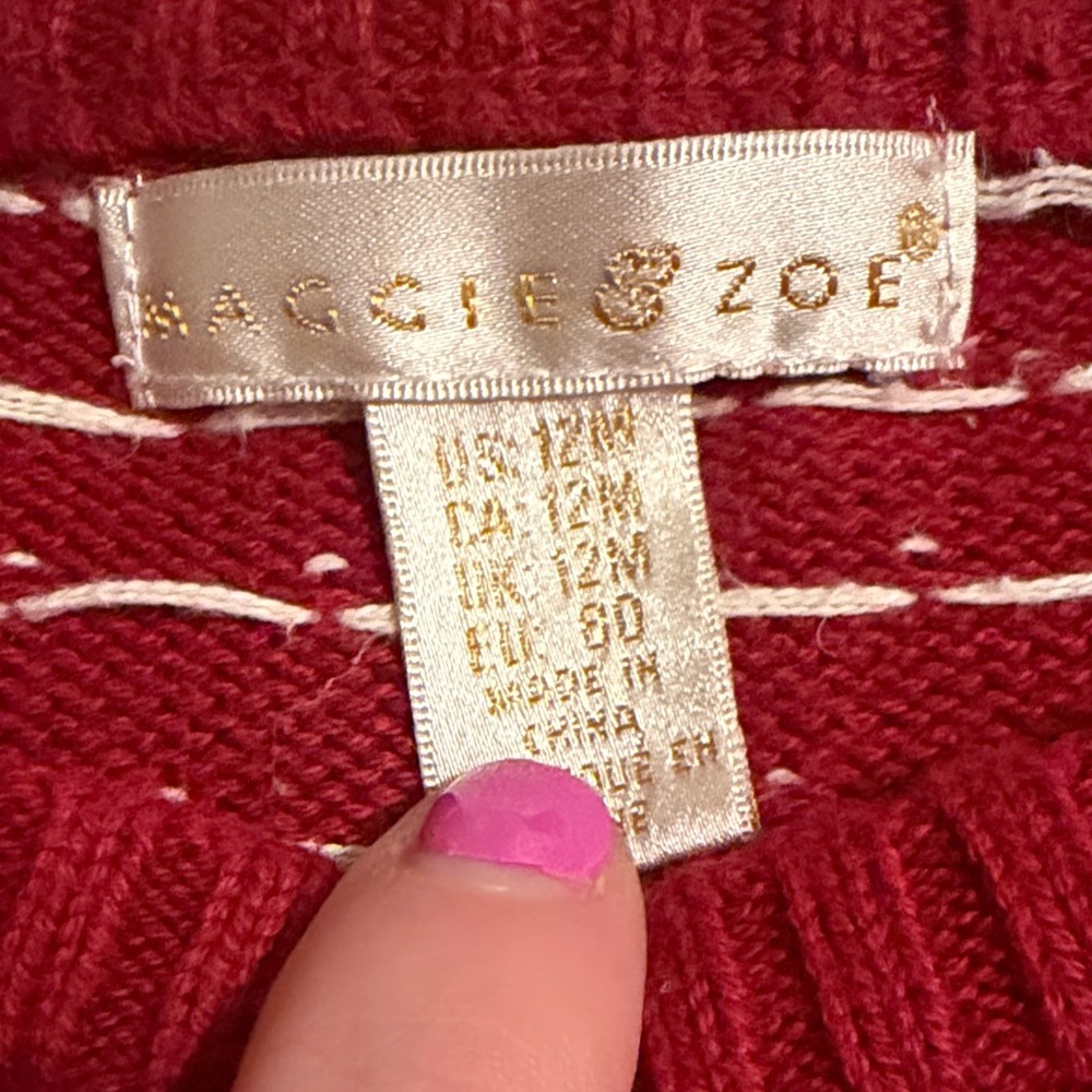 🚨Maggie & Zoe🚨 Red Knit Dress with White Accents - Picture 2 of 7